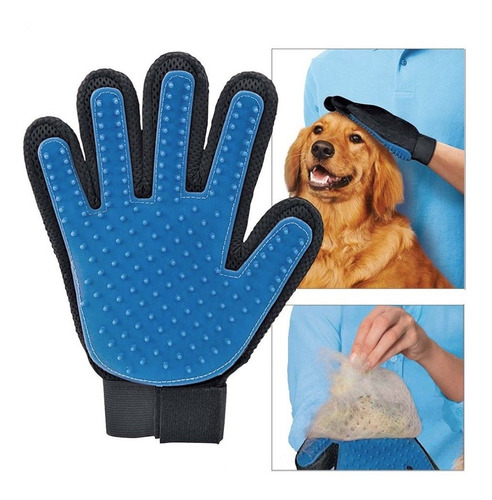 Guante Original Para Mascotas Blue Touch Perros Gatos Cepillo Quitar Pelo Animales