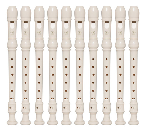 Kit 10 Flautas Doce Soprano Barroca Em C Yrs-24b Yamaha Cor Creme
