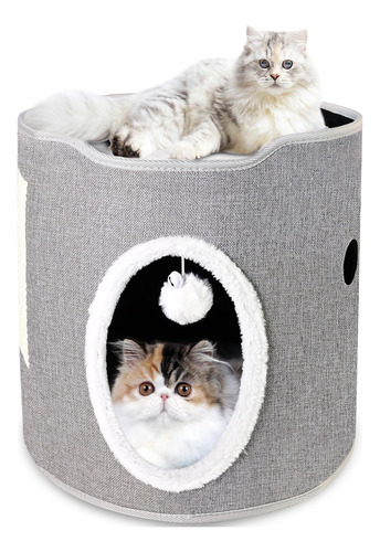 Casa Para Gatos Cama Grande Con Bola De Juego, Plegable.