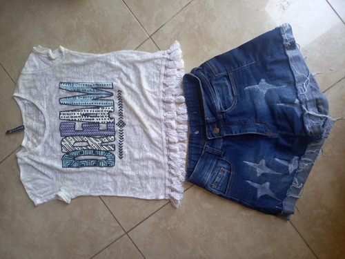 Conj De Short De Jean T: 34 Y Remera T: 14 Mujer