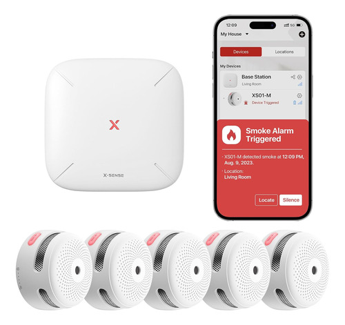 Kit De Detector De Humo Y Alarma X-sense Fs51, Wifi, 6 Pcs