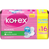 Toallitas Femeninas Kotex Normal Con Alas 16 U