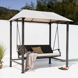 Columpio Para Jardin Con Toldo 3 Asientos Beige Grand Patio