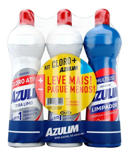 Kit Limpeza Mais Cloro Azulim 3x500ml Tira Limo/ Multiuso