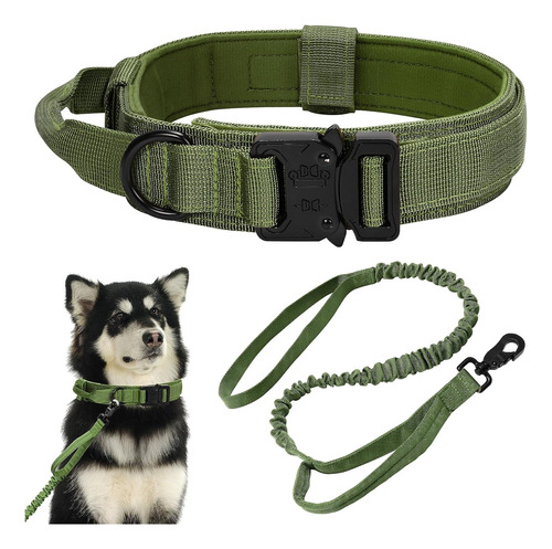 Juego De Correa Y Collar Táctico Ajustable Para Perros