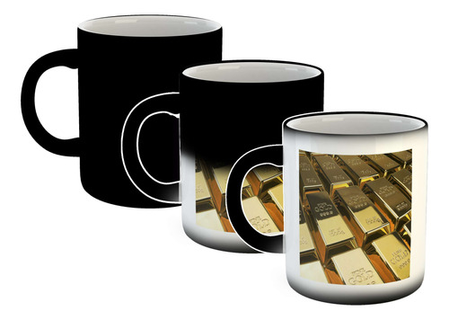 Taza Magica Oro Gold Barra Lingotes Dinero Dorado P4