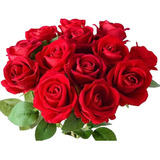 Pack 12 Rosas Flores Artificiales Decoración Regalo Enamorad
