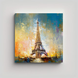 80x80cm Pintura Moderna Comedor Torre Eiffel Textura Estilo 