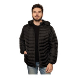 Blusa Frio Masculina Poliéster Puffer Com Capuz E Zíper 