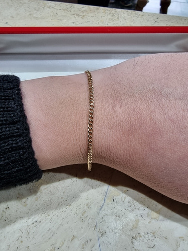 Pulsera Oro 18klts Groumet Con Mosqueton 