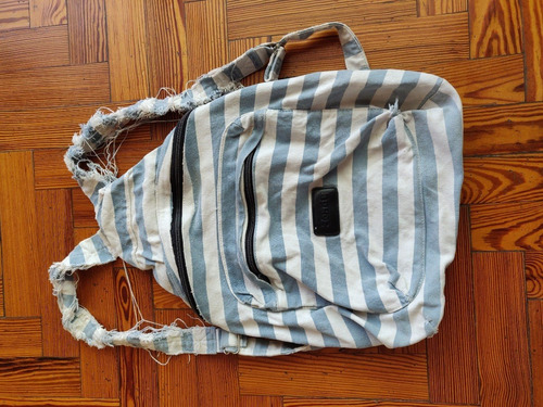 Mochila Rayada Celeste Y Blanca Hendy Vintage