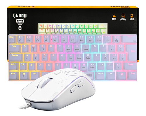 Kit Teclado E Mouse Gamer Branco Clanm Slits Snow