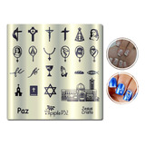 Kit Placa Carimbo Para Decoração De Unhas Apipila Catolica