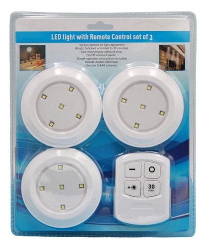 Pack De 3 Luces Led Control Remoto Inalámbricas Automático