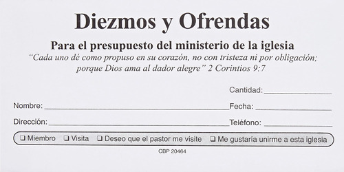 Libro:  Sobres De Diezmos Y Ofrendas (spanish Edition)