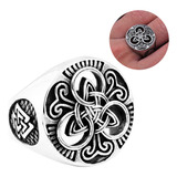 Anillo Nudo Celta Vikingo Color Plat Acero Inoxidable Hombre