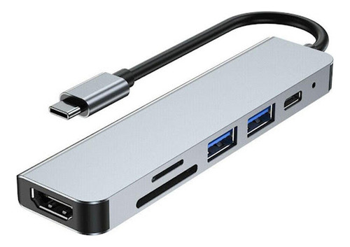 Adaptador Usb-c 6x1 Pd Usb X2 Sd Tf Compatible Con Hdmi 4k