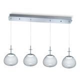 Colgante 4 Luces Led Luxor 28w Cromo Vidrio Deco Moderno