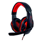 Fone De Ouvido Over-ear Gamer Knup Kp-396 Preto E Vermelho Com Luz Led