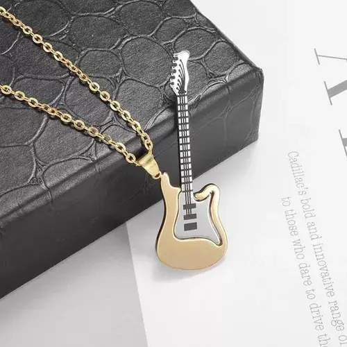 Collar Guitarra Eléctrica Música Acero Inoxidable Regalo