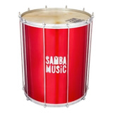 Surdo Madeira Samba Music 60x18 Pvc Vermelho