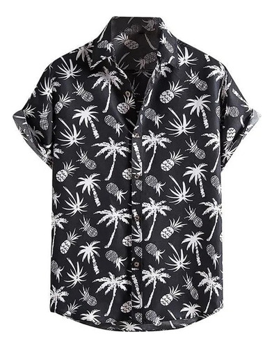 Camisa Casual Hawaiana De Hombre Con Estampado Tropical