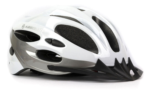 Capacete Ciclismo Absolute Nero Branco Prata Com Pisca Led Cor Branco Com Prata Tamanho M