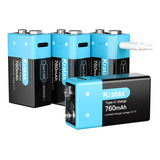 Kratax Baterias De Litio Recargables Usb De 9 V, Paquete De 