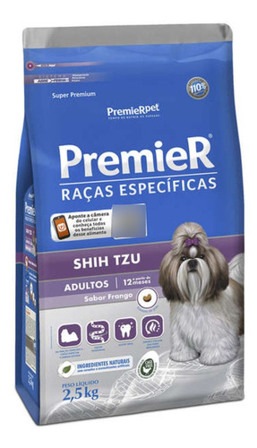 Ração Premier Raças Especificas Shitzu Adulto Frango 2,5kg