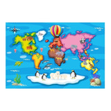 Mapamundi Infantil Animales Vinilo Decorativo - 1.50m X 1m 