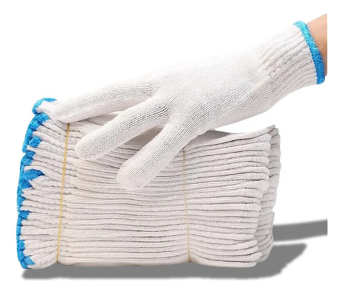 12 Pares Guantes De Inspección Blanco Algodón Trabajo Ligero