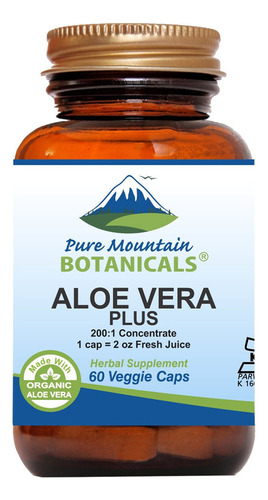 Cápsulas De Aloe Vera Plus De Pure Mountain Botanicals. Ext