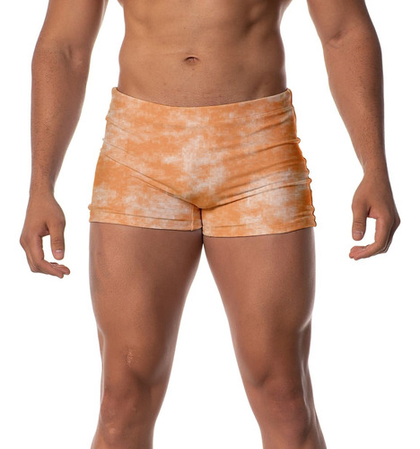 Sunga Masculina Tye Dye Laranja Box Surf Moda Praia Fitness