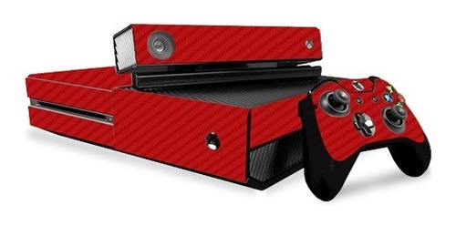 Skin Autoadherible Para Xbox One Fat Fibra Carbono Rojo Kt