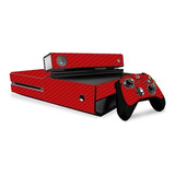 Skin Autoadherible Para Xbox One Fat Fibra Carbono Rojo Kt