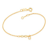 Pulseira Rommanel 551764 Infinito E Pedra Folheado Ouro 18k