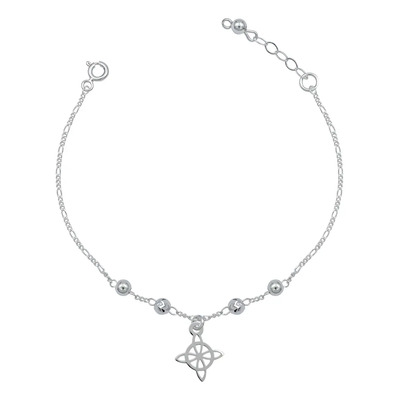 Pulsera Nudo De Bruja Ajustable Bolitas Figaro 3x1 Plata 925 Color Plateado Diámetro 6 cm Largo 20 cm | Envío gratis
