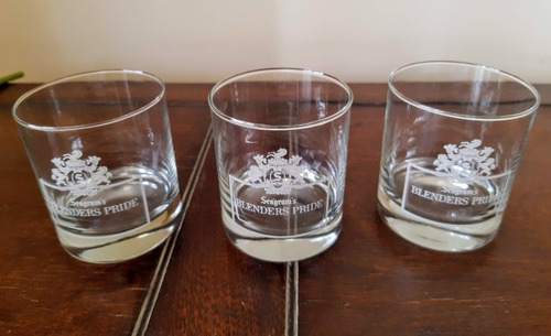 3 Vasos Vidrio Whisky  Seagram's Blenders Pride