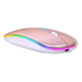 Mouse Inalambrico Rosado Recargable Con Bluetooth Y 2.4ghz