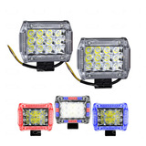 Par Faros 12 Led Dually Aro Rojo/azul Luz Fija Y Estrobo