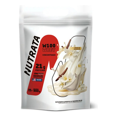 W100 Whey Concentrado Pouch 900g Baunilha Nutrata | Frete grátis