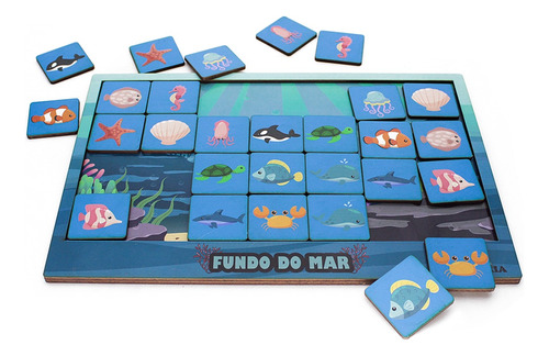 Jogo Da Memoria Infantil Em Madeira 30x20 Cm Pedagógico