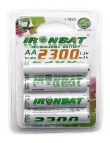 4 Pilas Baterías Aa Recargables Ironbat 2300 Mah 1.2 V