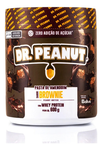 Pasta De Cacahuete Dr. Peanut C Whey, 600 G, Sabor A Brownie Renato Cariani