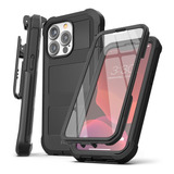 Funda Con Mica Y Clip Para iPhone 13 Pro Max Uso Rudo Case