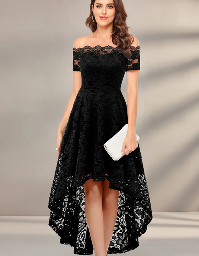 Vestido Largo Encaje Asimetrico Elegante Casual Fiesta Noche | Meses sin interés