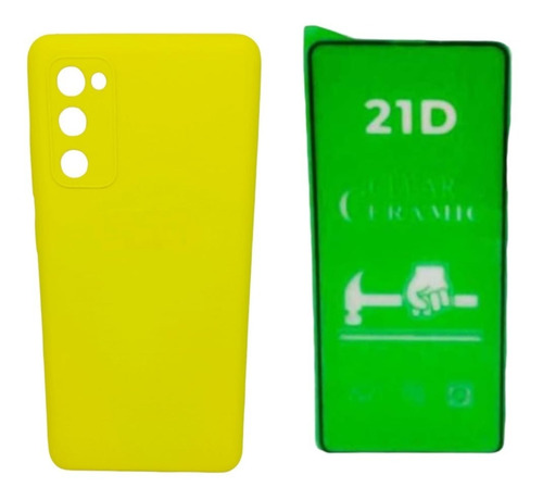 Silicone Case Cerrado Para  Samsung S20 Fe Y Vidrio Ceramico