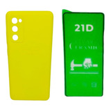 Silicone Case Cerrado Para  Samsung S20 Fe Y Vidrio Ceramico