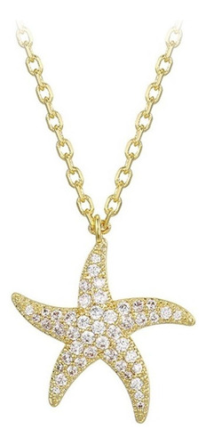 Collar Estrella De Mar Cristales Diamante Oro 14k Lam