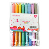 8 Plumas Pastel De Gel Love My Cat Kawaii Colores Surtidos 